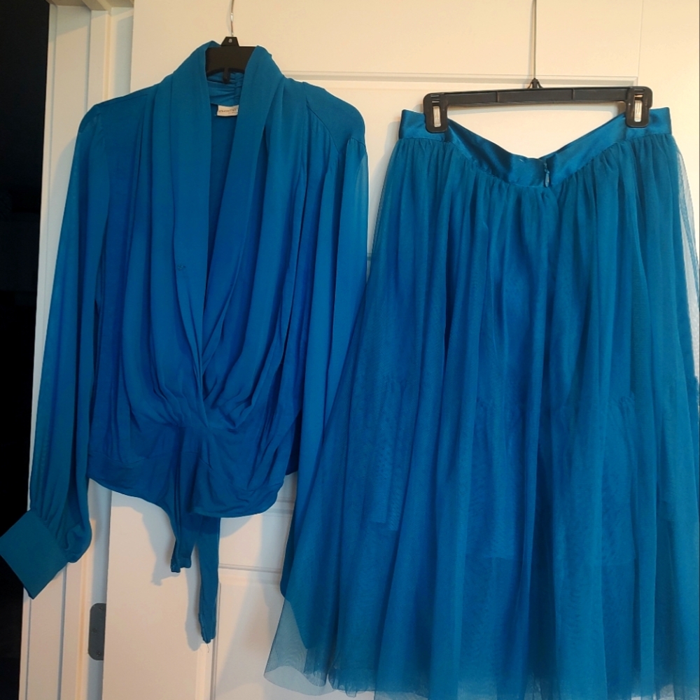 Turquoise blue ladies two-piece suit